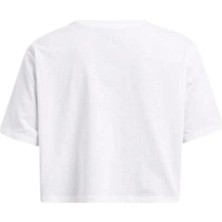 UNDER ARMOUR UA W Boxy Crop Branded SS 1386846-100 Kadın Beyaz  Spor Tişört