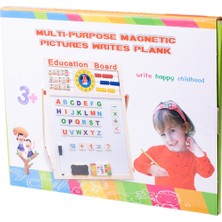 Hamaha Eğitici Ahşap Oyuncak |çift Taraflı Eğitici Yazı Tahtası | Manyetik ve Ahşap 47 cm