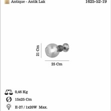 Lucea Bonne Teklı Antık Lak Aplık 1 x E27
