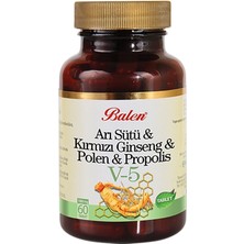 V5 Arı Sütü Kırmızı Ginseng Polen Propolis 60 Tablet x 1015 Mg