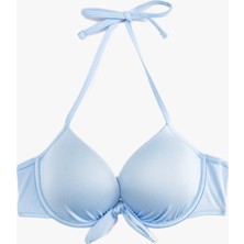 Koton Fiyonklu Kalp Yaka Boyundan Bağlamalı Push-Up Bikini Üstü