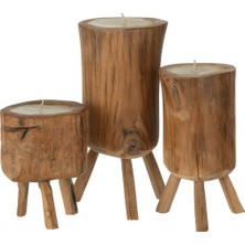 Doğal Tik Ağacı Mum Seti / M