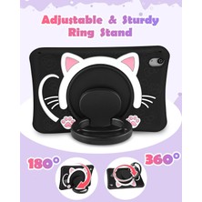 TEKNETSTORE iPad 10. Nesil 10.9 İnç 2022 Uyumlu Kedi Kılıf Standlı Eğlenceli Askılı Silikon