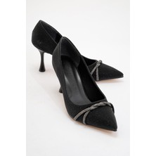 Ccway Kadın Dolama Taşlı Stiletto SİYAH SİM PLATİN