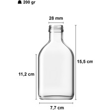 Afracam 200 cc Cold Brew Şeffaf 200 ml Kilitli Siyah Plastik Kapaklı Yassı Cam Şişe (Soğuk Kahve) 6 Adet