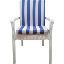 6 Adet Elit Su Geçirmez Yüksek Arkalı Minder-Mavi/krem