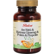 Arı Sütü Kırmızı Ginseng Polen Propolis V-5 1000 Mg 60 Adet Kapsül V5