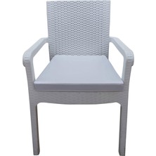 Mirzade 4 Adet Hera Siesta Minderi Su Geçirmez Kumaş 5 cm Gri Sünger-Beyaz