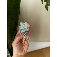 Lune D'or Accessories Kristal Taşlı Çiçek Detaylı Parlak Saç Tokası