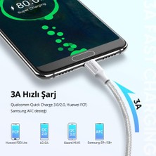Ugreen Usb-C To Usb-A 3A Qc Örgülü Hızlı Şarj Kablosu, 3 Metre, Gümüş Beyazı - 60409
