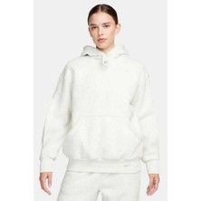 Nike Sportswear Collection Sherpa Oversize Hoodie Kadın Kapüşonlu Şerpa Peluş Sweatshirt Taş