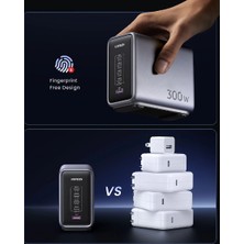 Ugreen Nexode 300W Gan 5 Portlu Hızlı Şarj Cihazı Istasyonu, 4xusb-C, 1xusb-A, Gri - 90903