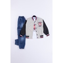 Gold Class & Marina Nakışlı Fermuarlı Su Geçirmez 3 Parça Erkek Çocuk Ceketli Takım