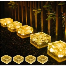 Gaman 4 Adet Gün Işığı Güneş Enerjili Buz Küpleri Tuğla Işığı, Bahçe Yolu ve Çim Dekoru Için LED Işık