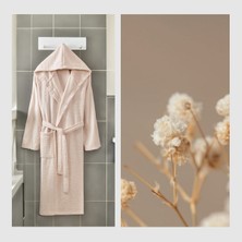 Rebeka Home Collection Doğa Kiremit Bej Kapşonlu Çift Bornoz
