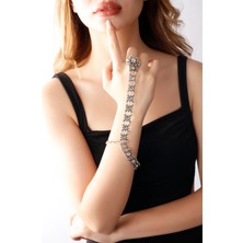 Matya Bijuteri Matya Antik Gümüş Kaplama Beyaz Zirkon Taşlı Dolama Formlu Ayarlanabilir Şahmeran