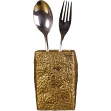 Tezgah Üstü Kaşıklık Dekoratif Dik Kaşıklık Silindir Kaşıklık Gümüş Eskitme Renk Model 7