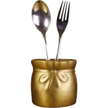 Tezgah Üstü Kaşıklık Dekoratif Dik Kaşıklık Silindir Kaşıklık Siyah Renk Model 8