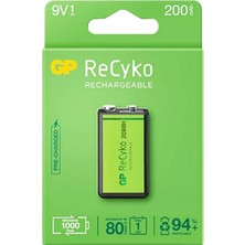 Gp Recyko 9 Volt 200 Mah Nı-Mh Şarjlı Pil GP20R8H-2E1-(GPRHV208R075) (4172)