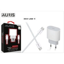 Auris Iphone 15 16 Plus Pro Max Uyumlu 35 Watt Yüksek Hızlı Pd Şarj Aleti Cihazı +Usb C Kablo 60 W (1mt.) Örgülü