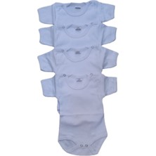 Bebek 4'lü Yarım Kollu Çıtçıtlı %100 Pamuklu Body Zıbın-Beyaz 6-9 Ay