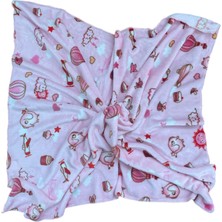 Sevimli Hayvanlar Desenli Peluş Battaniye Kız Bebek Çocuk 97X90CM