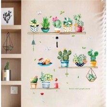 Rozia Sticker Yeşil Bitki Çiçek Duvar Stickeri Mutfak Salon Çocuk Oturma Odası Dekorasyon 3lü Set Çıkartma