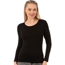 Özkan Underwear 7124 Kadın Viskon Bisiklet Yaka Esnek Yumuşak Uzun Kol Fanila Tişört Body