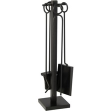 Çapraz Aksanlı Metal Şömine Seti / Siyah