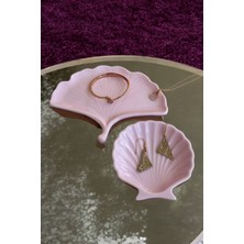 Pembe Sunumluk Takı Tabağı Dekoratif Tepsi Obje Seti 2 Parça Model 1003