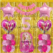 Barbie Balon Set 5 Yaş Barbie Konsept Doğum Günü Parti Balon Set Barbie Tema Doğum Günü