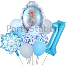 Frozen Elsa 1 Yaş Balon Set Karlar Ülkesi Elsa Konsept Doğum Günü Folyo Balon Set