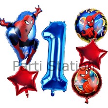 Spiderman Örümcek Adam 1 Yaş Doğum Günü Balon Set Spiderman Konsept Doğum Günü Balon Set