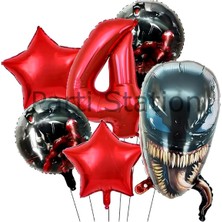 Zehirli Öfke Venom 4 Yaş Doğum Günü Balon Set Venom Kırmızı Konsept Doğum Günü Parti Balon Set