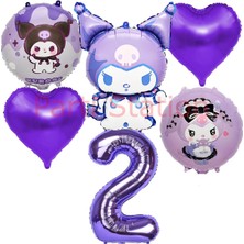 Kuromi 2 Yaş Balon Set Anime Sanrio Mymelody Cinnamonroll Hello Kitty Kuromi Konsept Doğum Günü Set