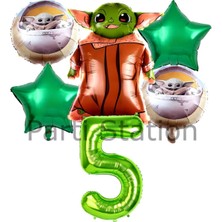 Star Wars Yoda 5 Yaş Yeşil Rakam Balon Set Yıldız Savaşları Yoda Konsept Doğum Günü Balon Set