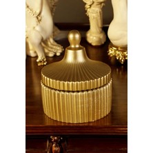 Metafox Şekerlik Kapaklı Kase Kurabiyelik Kapaklı Şekerlik Altın Eskitme Renk