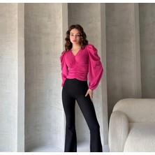 Öpücük Yaka Prenses Kol Crep Bluz