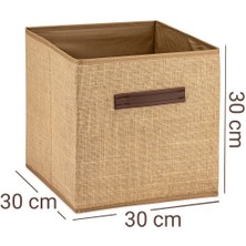 Rope Home 3'lü Jüt Kapaksız Dolap Içi Çamaşır Oyuncak Düzenleyici Katlanır Saklama Kutusu 30 x 30 x 30