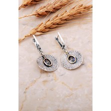 Sümer Telkari Mistik Topaz Taşlı Çekiç Dövme Elişi Gümüş Küpe 7221