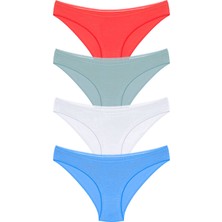 HumaOne 4 Adet Dantel Işlemeli Bikini Külot Mint, Bej, Beyaz, Somon