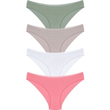 HumaOne 4 Adet Dantel Işlemeli Bikini Külot Mint, Bej, Beyaz, Somon