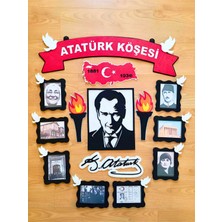 Meşaleli, Imzalı ve Resimli Atatürk Köşesi Panosu Keçe