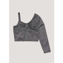 Kübra tekstil Tek Omuz Askılı Kız Çocuk Simli Crop