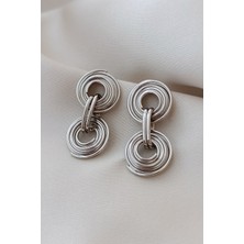 Cosita Silver Işlemeli Halka Tasarım Küpe Günlük Abiye Küpe
