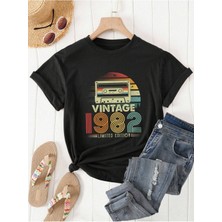 Mercoledi 1982 Vintage Baskılı Oversize T-Shirt Salaş Boyfirend