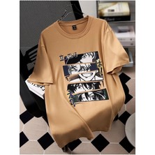 Mercoledi Anime Tema Baskılı Oversize Erkek T-Shirt Salaş Boyfirend
