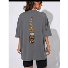 Mercoledi Butterflies Baskılı Kadın Oversize Salaş T-Shirt Boyfirend