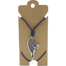 Unisex Koton Ip Askılı ve Gümüş Antik Kaplamalı Tribal Kolye