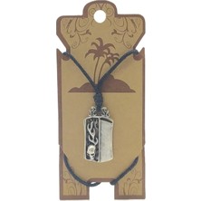 Unisex Koton Ip Askılı ve Gümüş Antik Kaplamalı Tribal Kolye